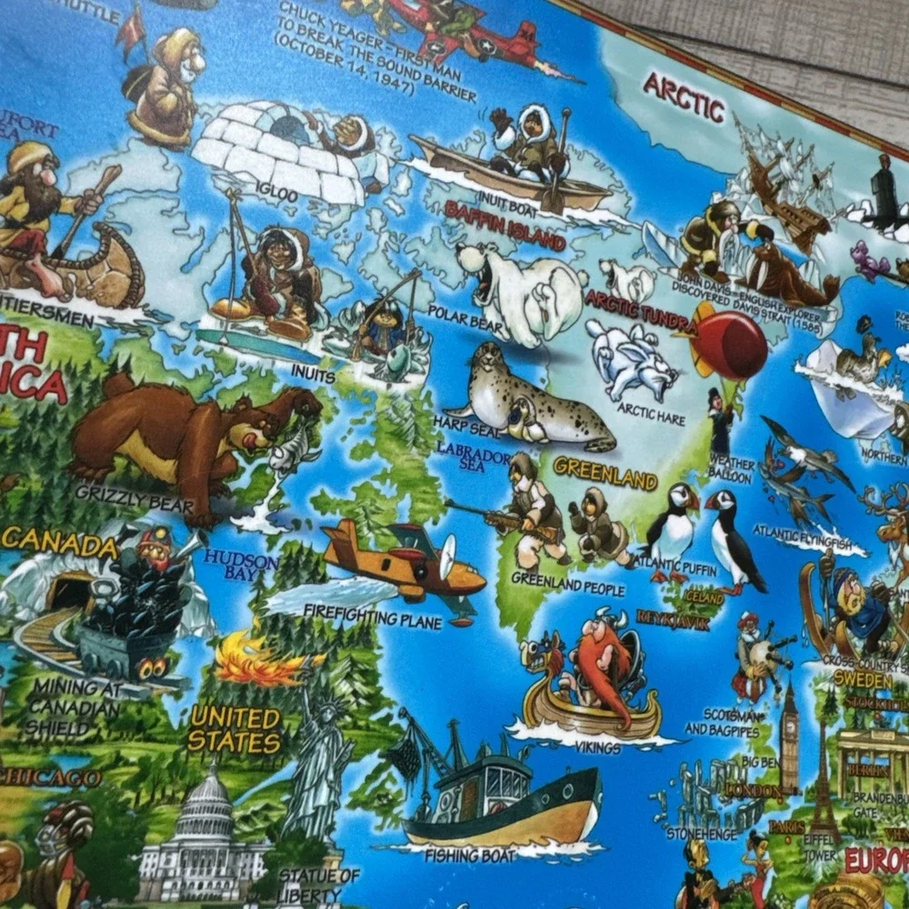 2014 Dino Laminated Geography Learning Placemat World Map 18